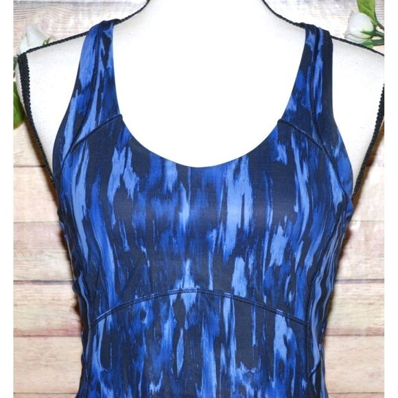 Lululemon Kanto Catch Me Tank Top Size 8 Blue Black Running Workout Cross Back - Picture 3 of 9